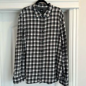 Men’s Like New XXL Slim Fit Checkered Plaid Vans Button Up Long Sleeve Shirt